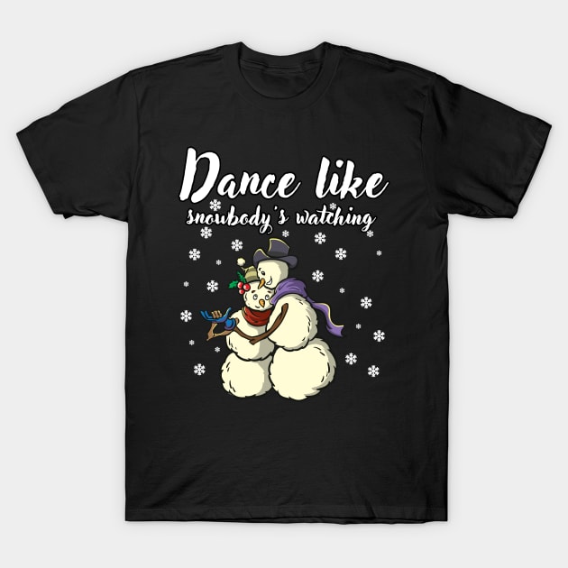 Romantic Snowman Couple Dancing Dancer Anniversary Gift Idea T-Shirt by TellingTales